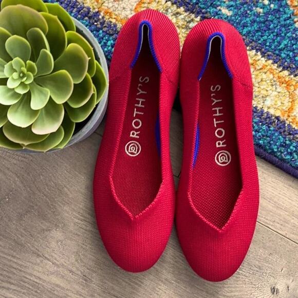 Rothys red  round toe size 7 flat woman’s flat - Picture 1 of 11